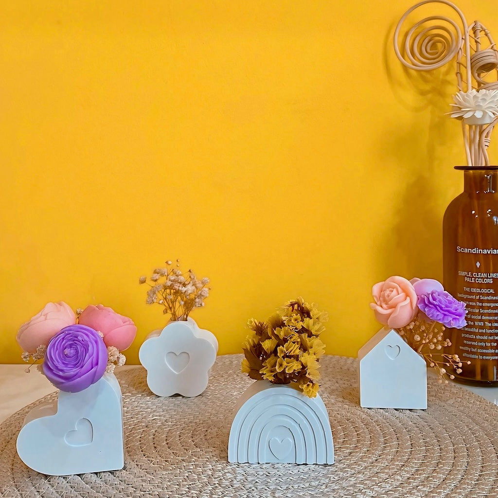 Minimalist Kalp Detaylı Dekoratif Taş Obje & Vazo Seti